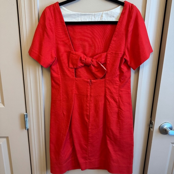 Red/Orange Anthropologie Maeve Red Bow Sheath Mini Dress | Size 6 - Picture 1 of 9
